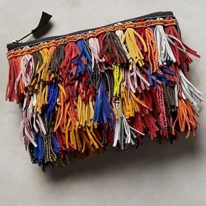 NWT Anthropologie Confetti Fringe Clutch